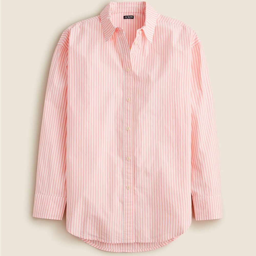 J. Crew Étienne Oversized Striped Button Down Shirt in Pink and White